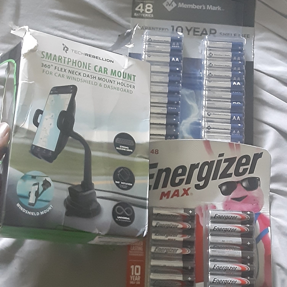 Batteries and car phone holder